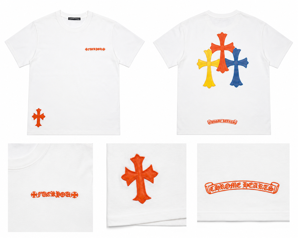 White Multicolor Chrome Tee