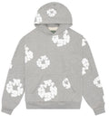 Grey and White Denim Hoodie
