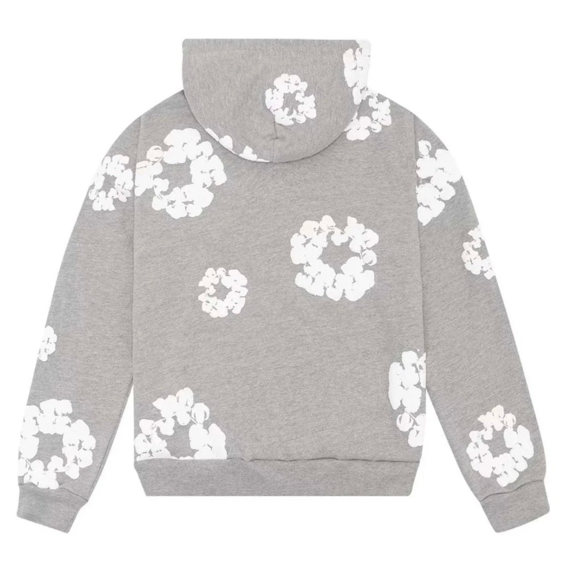 Grey and White Denim Hoodie