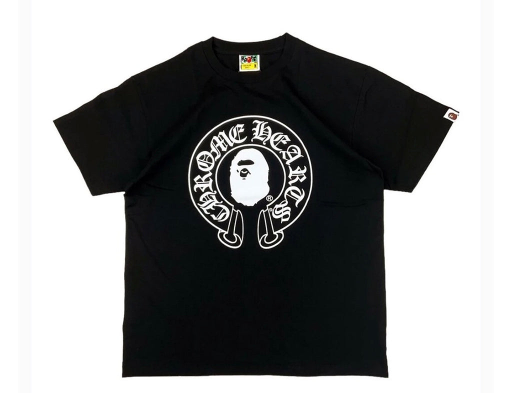 Black t-shirt with cool patterns on a white background