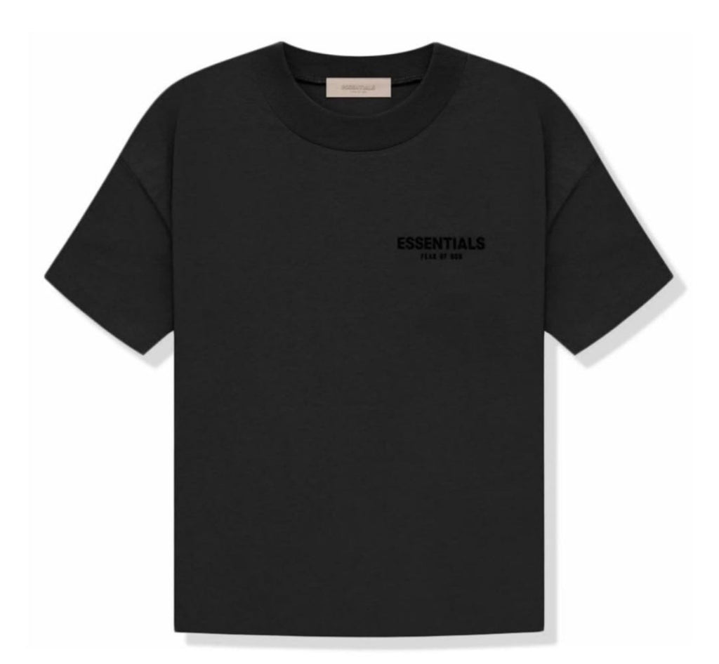 Black t-shirt with a white background
