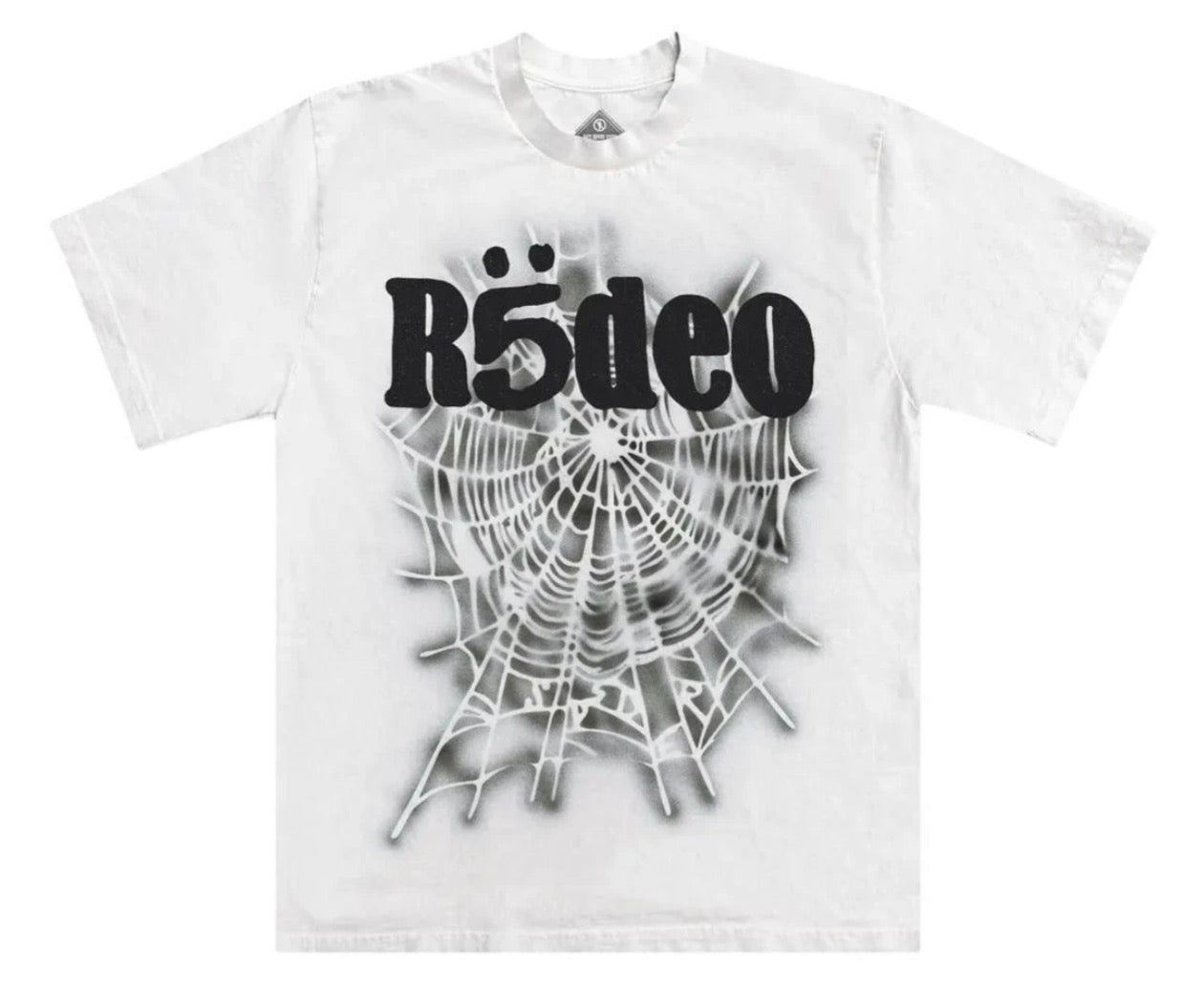 Plain white tee with a cool web design
