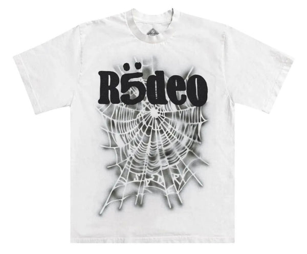 Plain white tee with a cool web design