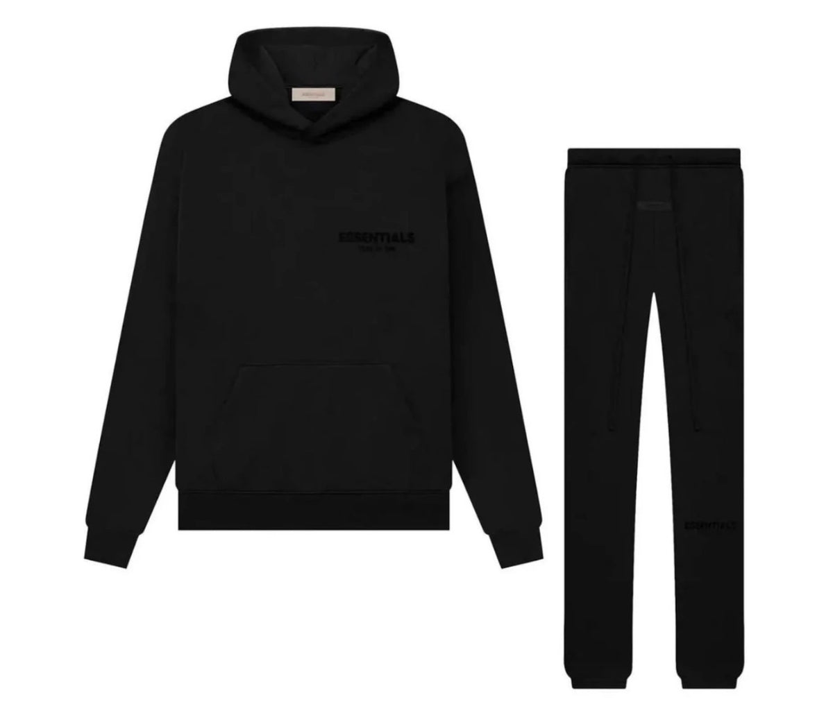 Black hoodie and black sweatpants in a white background 