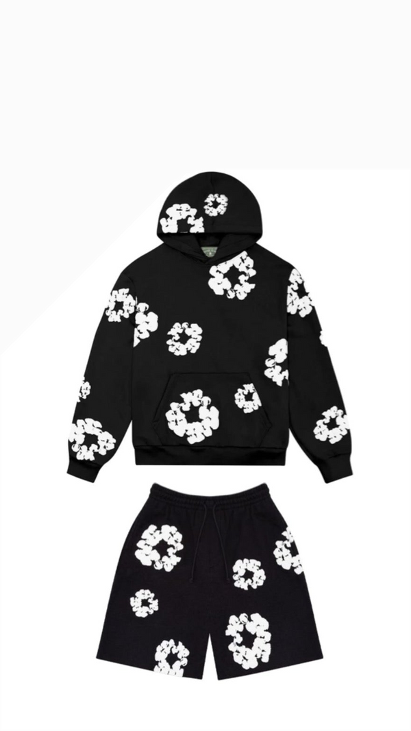 Denim Black Set  HOODIE + SHORT