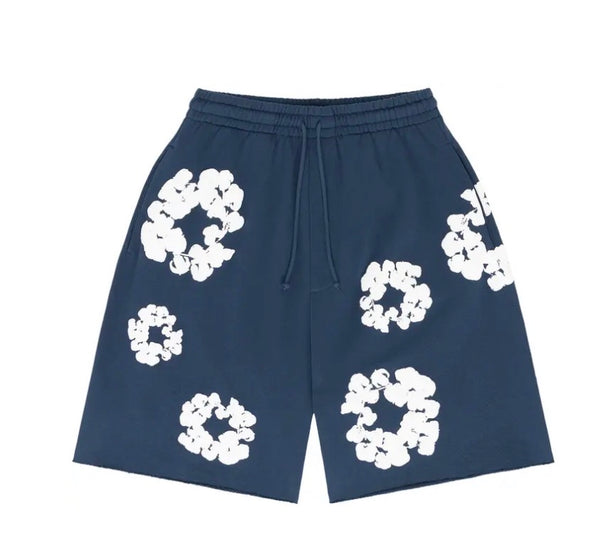 Navy Denim Tear Shorts