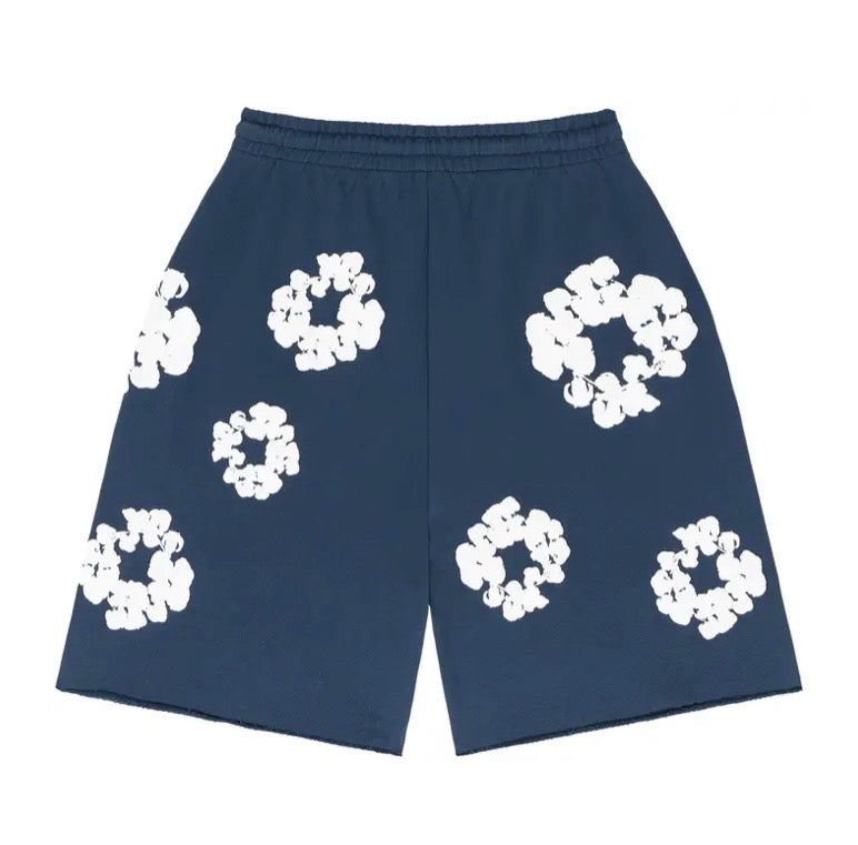 Navy Denim Tear Shorts
